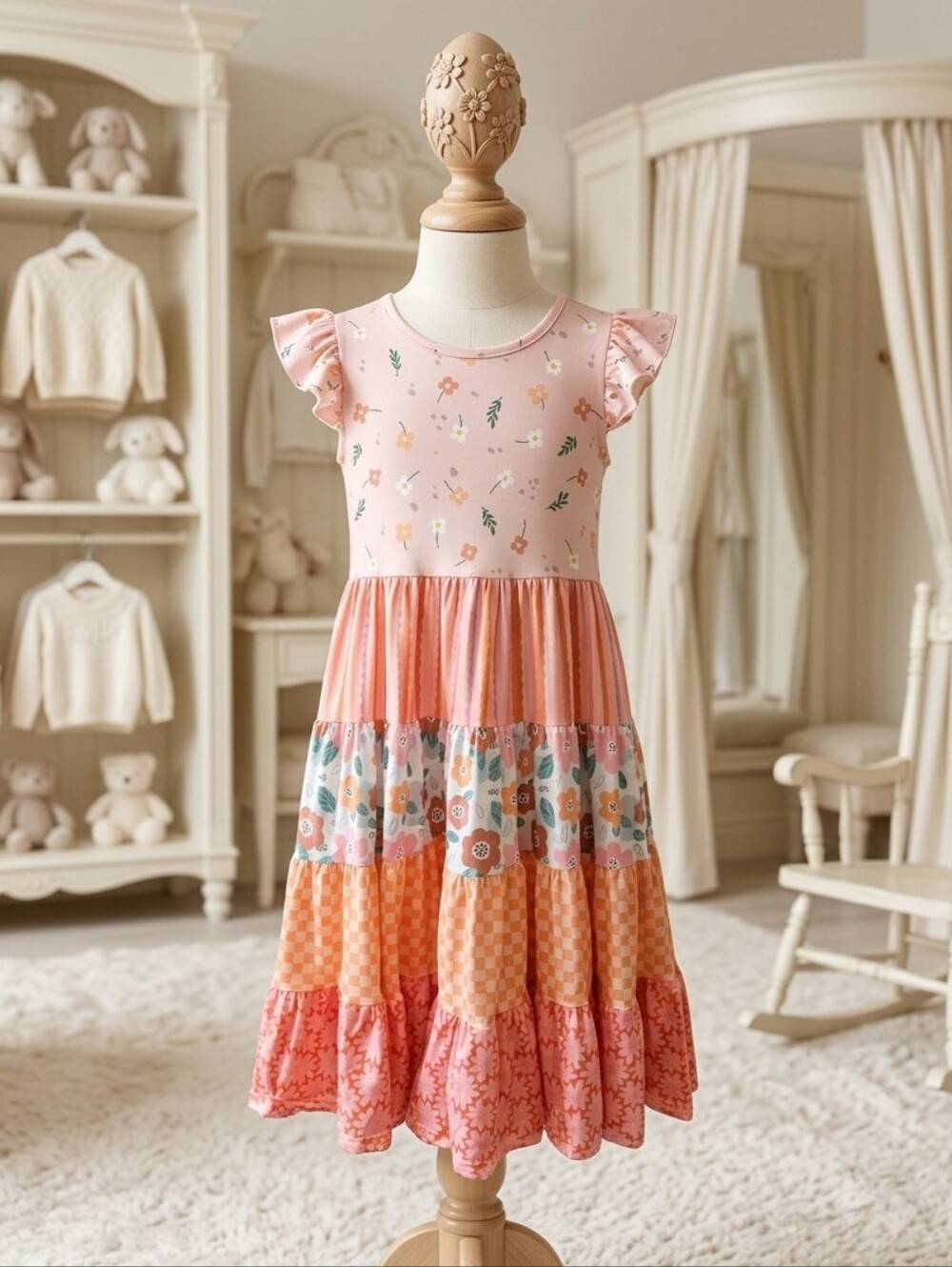🌸 Adorable Sweetness Ava Retro Floral Check Tiered Dress 🌸